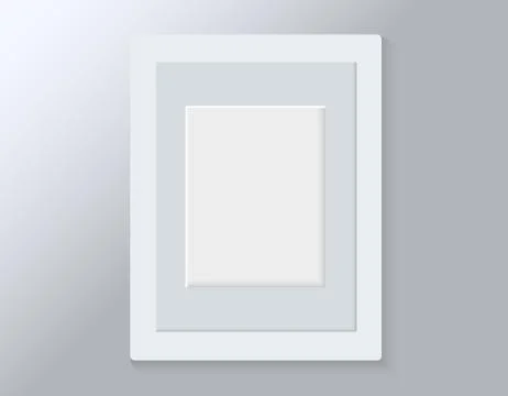 Realistic empty horizontal picture frame isolated on grey background. イラスト素材