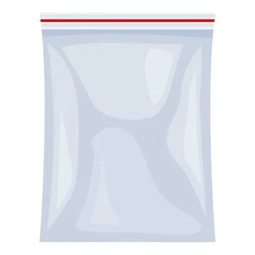 Realistic empty plastic zipper bag is sealed with red stripe Stock Illustration