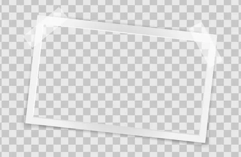 Realistic empty rectangle photo frame on sticky tape overlay mockup isolated. Stock Illustration