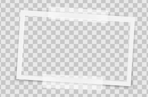 Realistic empty rectangle photo frame on sticky tape overlay mockup isolated. Stock Illustration