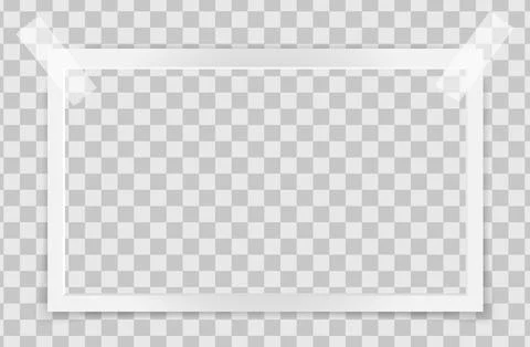 Realistic empty rectangle photo frame on sticky overlay on sticky tape mockup Stock Illustration