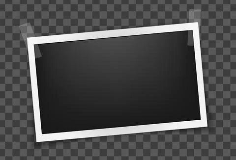 Realistic empty rectangle photo frame on sticky tape mockup isolated. Paper Stock Illustration