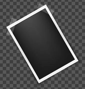 Realistic empty rectangle photo frame on sticky tape mockup isolated. Paper Stock Illustration
