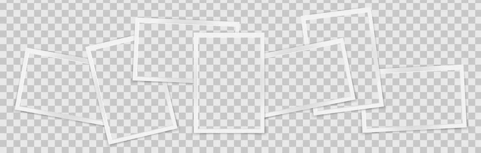 Realistic empty rectangle photo frames overlay mockup isolated. Paper vintage Stock Illustration