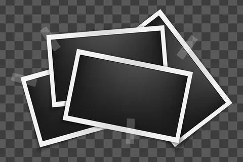 Realistic empty rectangle photo frames on sticky tape mockup isolated. Paper Stock Illustration