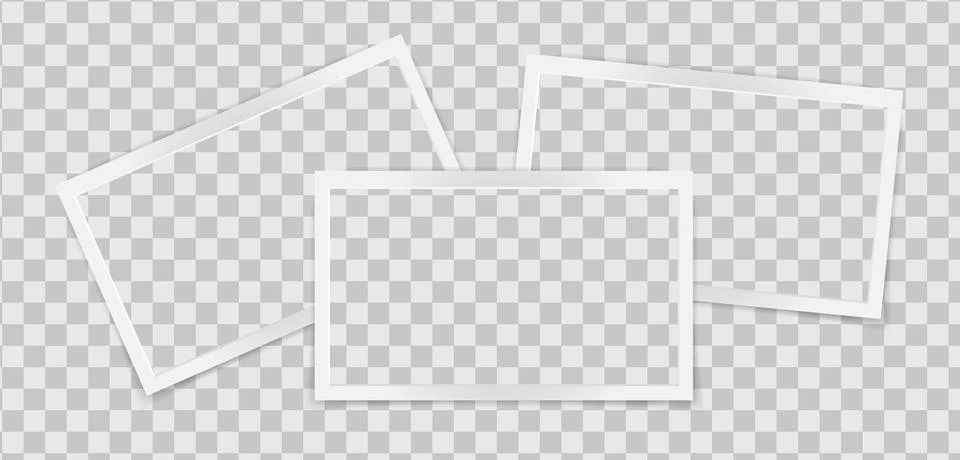 Realistic empty rectangle photo frames overlay mockup isolated. Paper vintage Stock Illustration