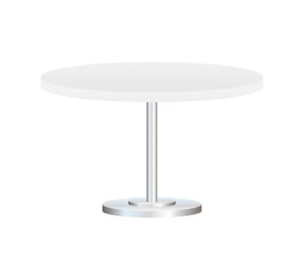 Realistic empty round table with metal stand isolated on white background. Ve Stock Illustration