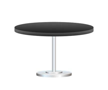 Realistic empty round table with metal stand isolated on white background. Ve Illustrazione stock