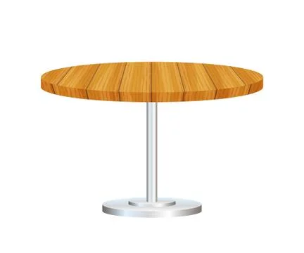 Realistic empty round table with metal stand isolated on white background. Ve Stock Illustration