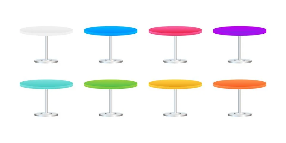 Realistic empty round table with metal stand isolated on white background Stock Illustration