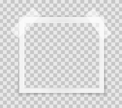 Realistic empty square photo frame on sticky tape overlay mockup isolated. Paper Stock Illustration