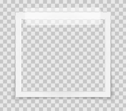 Realistic empty square photo frame on sticky tape overlay mockup isolated. Paper Stock Illustration