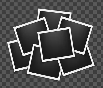 Realistic empty square photo frames mockup isolated. Paper vintage instant Stock Illustration