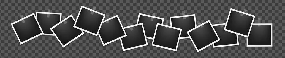 Realistic empty square photo frames on sticky tape mockup isolated. Paper Stock Illustration