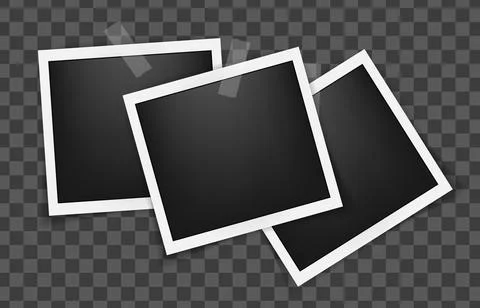 Realistic empty square photo frames on sticky tape mockup isolated. Paper Stock-Illustration