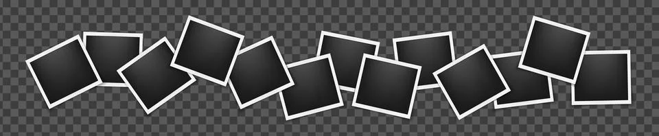 Realistic empty square photo frames mockup isolated. Paper vintage instant Ilustración de archivo
