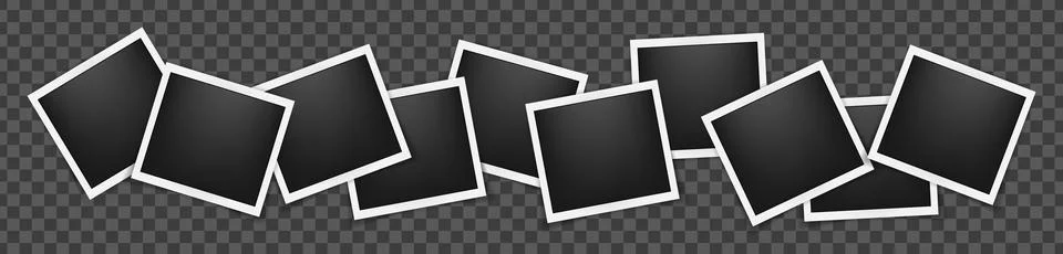 Realistic empty square photo frames mockup isolated. Paper vintage instant Stock Illustration