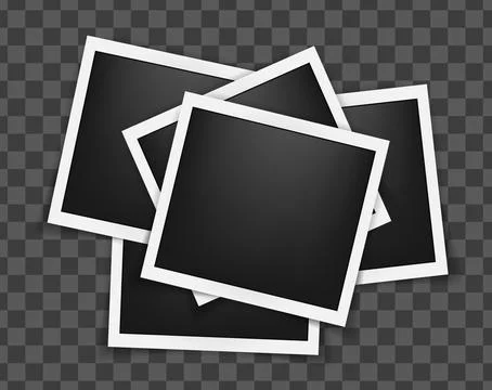 Realistic empty square photo frames mockup isolated. Paper vintage instant Stock Illustration