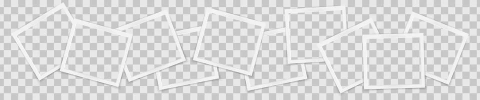 Realistic empty square photo frames overlay mockup isolated. Paper vintage Stock Illustration