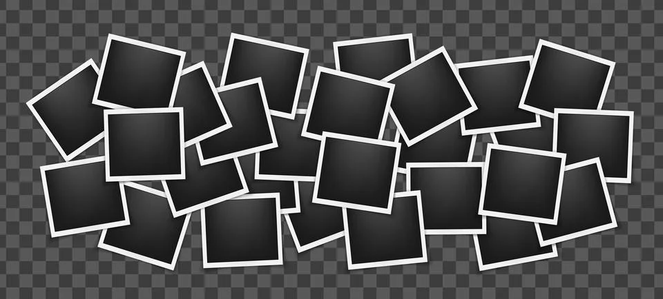 Realistic empty square photo frames mockup isolated. Paper vintage instant Stock Illustration