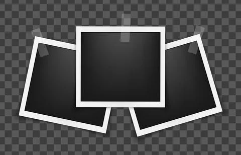 Realistic empty square photo frames on sticky tape mockup isolated. Paper Stock Illustration