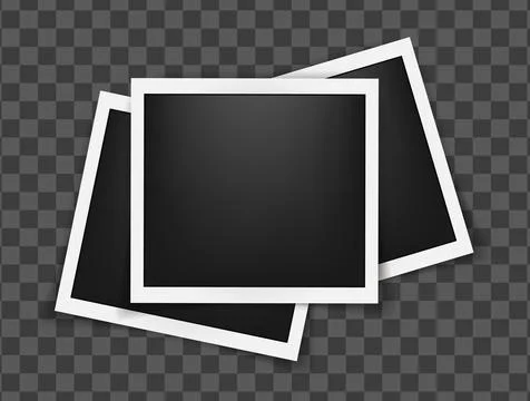 Realistic empty square photo frames mockup isolated. Paper vintage instant Ilustração Stock