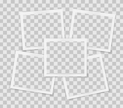 Realistic empty square photo frames overlay mockup isolated. Paper vintage Stock Illustration