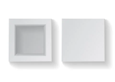 Realistic empty square white cardboard box. Vector illustration Illustrazione stock
