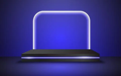 Realistic empty stage podium with neon lights and backdrop. Performance sta.. Stock Illustration