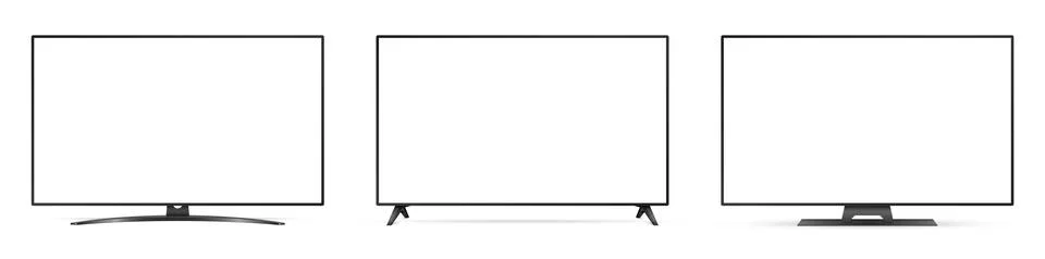 Realistic empty tv frame, mockup of a modern tv screen set Stock Illustration