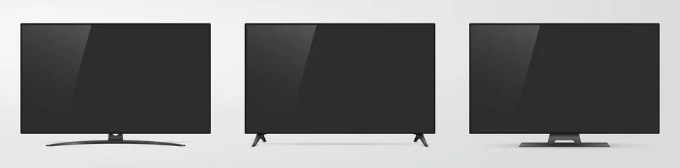 Realistic empty TV frame set. Mock up of a large modern TV. Realistic turned  Stock Illustration