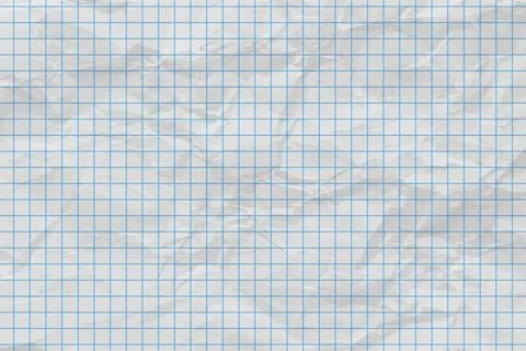 Realistic empty white lined notebook page with crumpled effect, vector blue Stock Illustration