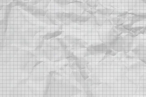 Realistic empty white lined notebook page with crumpled effect, gray checkered Stock Illustration
