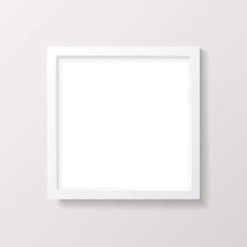 Realistic Empty White Square Picture Frame Mockup Illustrazione stock