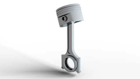 Realistic Engine Piston Rotating on a White Background - 3D, Alpha channel Stock Footage 97321934