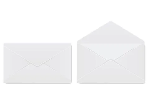 Realistic envelope. Design template for mockup. Opened and closed realistic Illustrazione stock