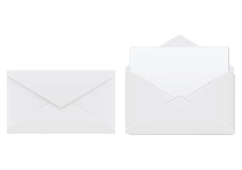 Realistic envelope. Design template for mockup. Opened and closed realistic Illustrazione stock