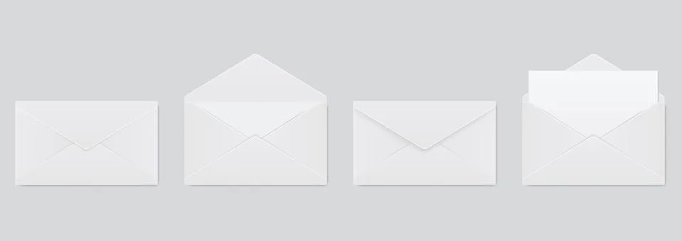 Realistic envelope. Design template for mockup. Opened and closed realistic Illustrazione stock