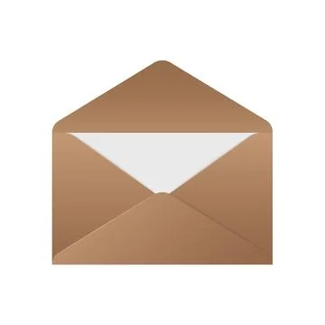 Realistic envelope. Open envelope mockup with paper isolated white background Stock Illustration