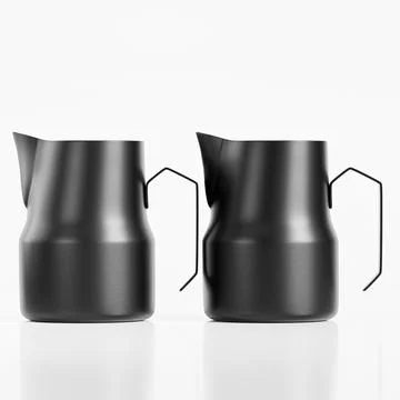 Realistic Espresso Steaming Pitcher Stainless Steel for Coffee Frothing Pict Illustrazione stock