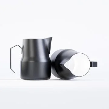 Realistic Espresso Steaming Pitcher Stainless Steel for Coffee Frothing Pict Stock Illustration