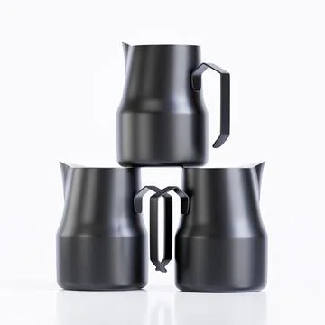 Realistic Espresso Steaming Pitcher Stainless Steel for Coffee Frothing Pict Illustrazione stock