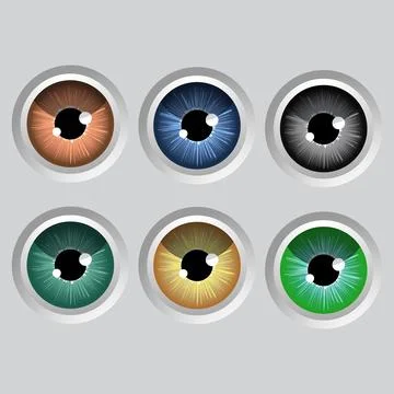 Realistic eyeballs set. Different colored eyes Stock Illustration