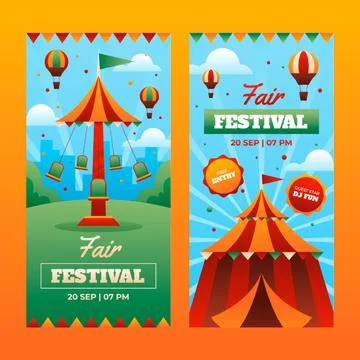 Realistic fair vertical banners set Ilustração Stock