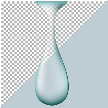 Realistic falling drop of water on transparent and blue background Stock Illustration