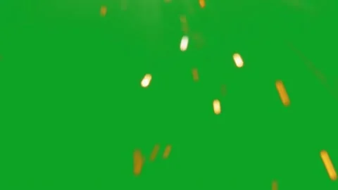 Realistic falling fire sparks with smoke overlay on green screen chroma key Stock Footage 332763499