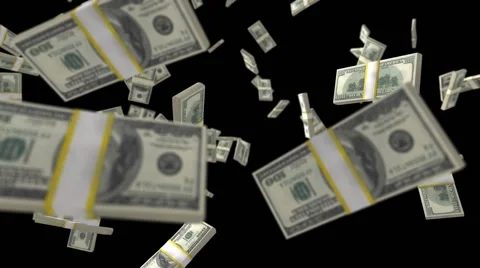 Realistic Falling Pack of Dollar Bills Stock Footage 68777202