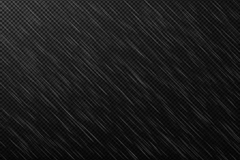 Realistic falling rain effect on a transparent black background. Stock Illustration