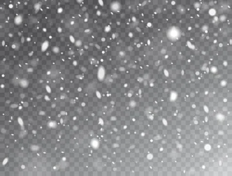Realistic falling snow. Snow background. Frost storm, snowfall effect. Christ Stock Illustration