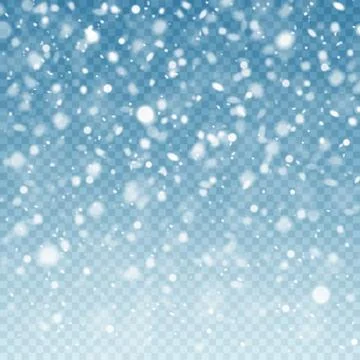 Realistic falling snow. Snow background. Frost storm, snowfall effect on blue Stock Illustration